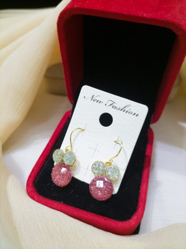 Korean Earrings shimry pink & silver
